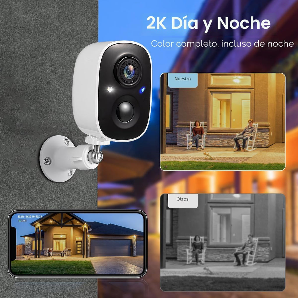 Sistema de 4 cámaras GMK, Cámaras de seguridad inalámbricas para exterior, Video 2K