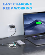 Estación de acoplamiento USB C de monitor dual, UtechSmart 11 en 1 USB C Hub de triple pantalla, soporte para portátil con 2 HDMI, Ethernet, VGA, 100W PD, ranura para tarjeta SD/TF, 4USB para MacBook