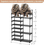 ROJASOP Organizador de Zapatero, estante de 8 niveles de metal para armario, entrada, garaje, estante de almacenamiento de zapatos altos con 15 ganchos, soporte grande de zapatos apilable para 26-32