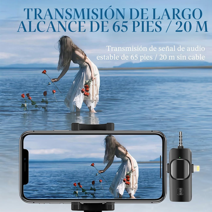 Micrófono Lavalier inalámbrico 3 en 1 para iPhone, iPad, Android, c...
