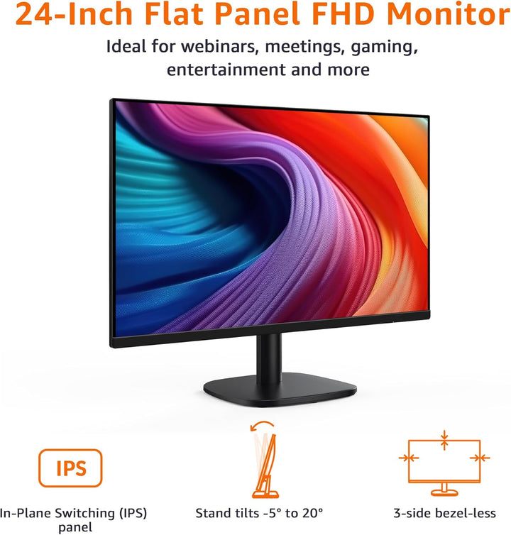 Amazon Basics Monitor de 24 Pulgadas (23.8 Pulgadas visibles), FHD...