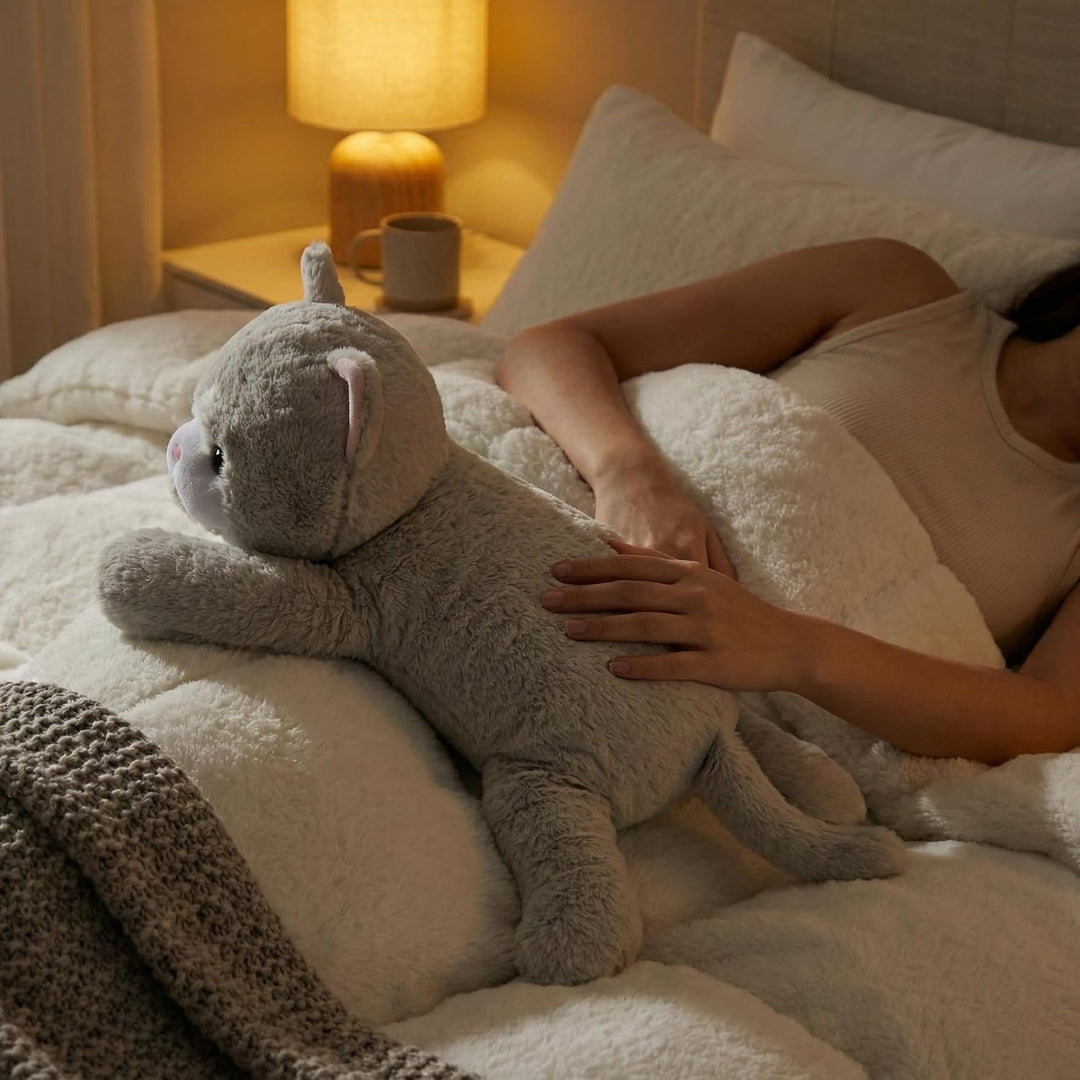 WEIGEDU Animal de Peluche de Gato con Peso con Ojos Bordados y Paqu...