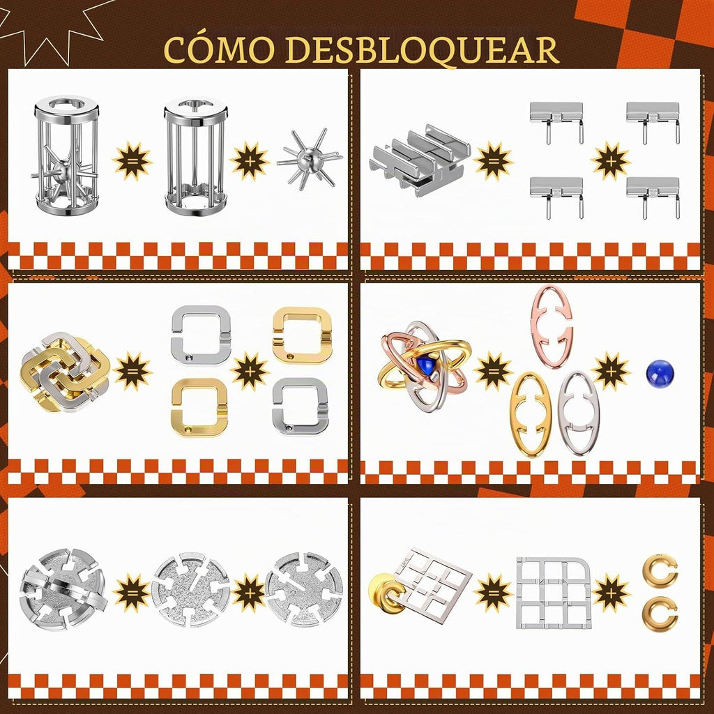 24 rompecabezas de metal para adultos, lógica de coeficiente