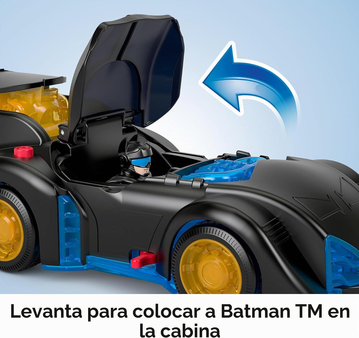 Fisher-Price Imaginext DC Super Friends Batman juguete de Batimóvil que se agita y gira con figura articulable para juego de rol para niños de 3+ años