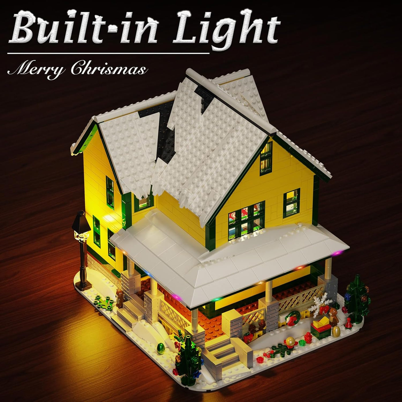 Juego de construcción de casa de Navidad con luz juguete