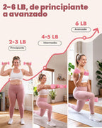 Juego de 2 mancuernas ajustables de 6 libras para mujeres en casa, ajuste rápido, con mango de goma suave de poliuretano termoplástico (TPU) para entrenamiento en casa, gimnasio, ejercicio