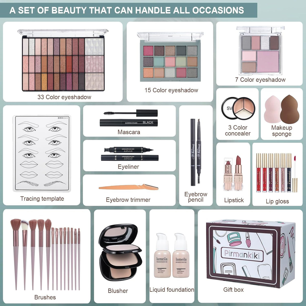 Kit completo de maquillaje todo en uno para mujeres, juego de regal...