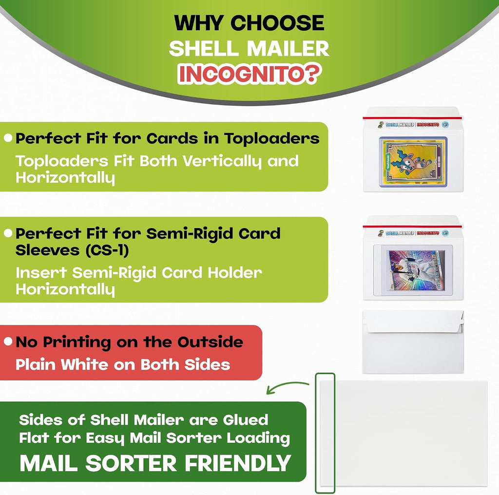 Sobres para tarjetas coleccionables Shell Mailer Incognito para envío 500 unidades