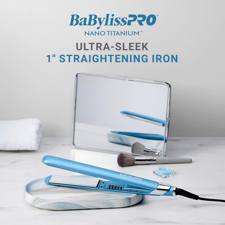 BabylissPRO Nano Titanium Ultra-Sleek Hair Straightener, Flat Iron...