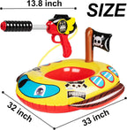 Flotadores inflables de piscina para niños con pistola de agua, flotadores de piscina de barco pirata para niños pequeños, juguetes de piscina inflables para niños de 4 a 8 años, juguetes acuáticos