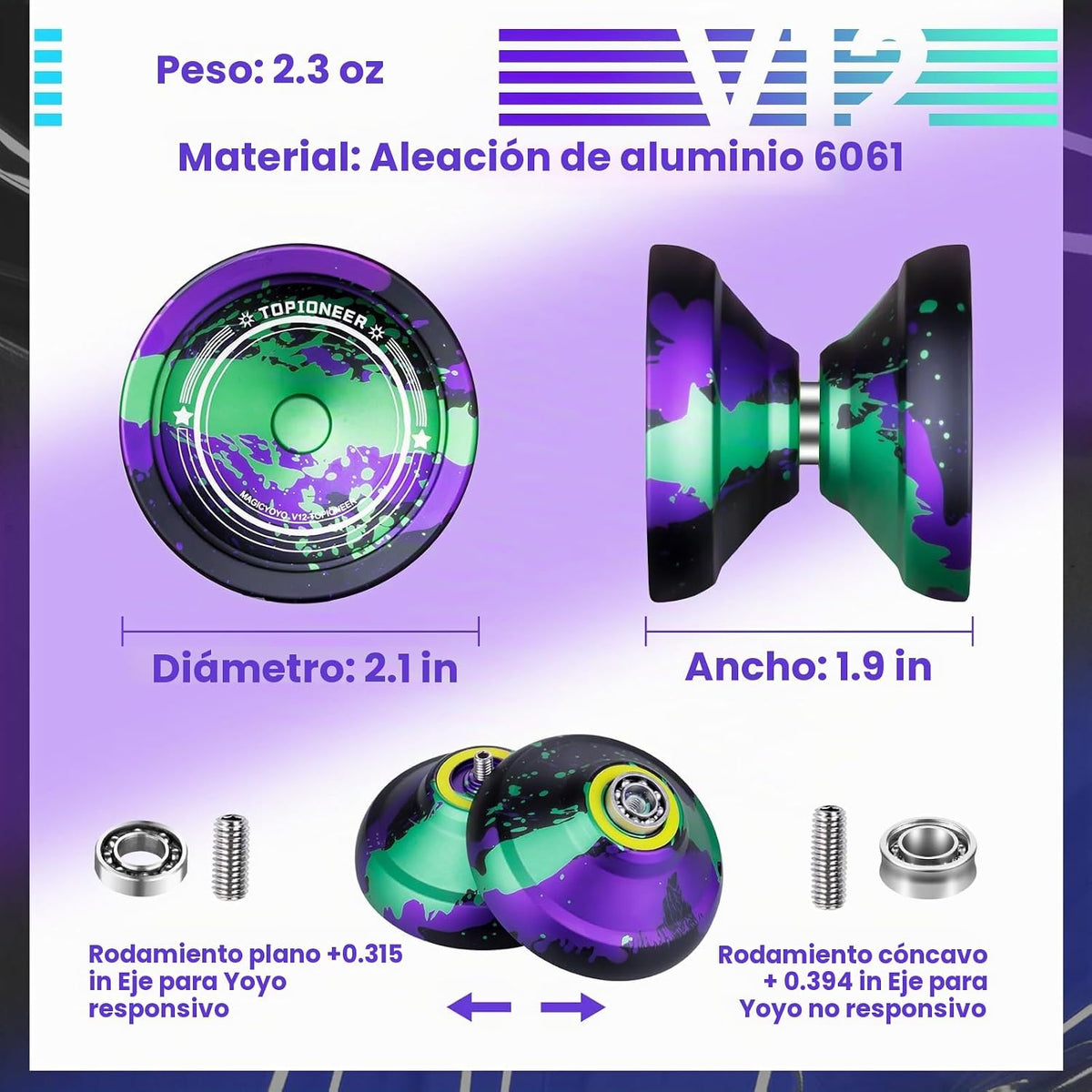 MAGICYOYO V12 Finger Spin Yoyo, Professional Responsive Yo-yo para Kids 8-12