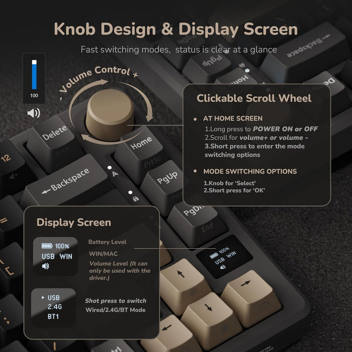 RK ROYAL KLUDGE Teclado Mecánico Inalámbrico M75 2.4Ghz\/BT5.1\/USB...