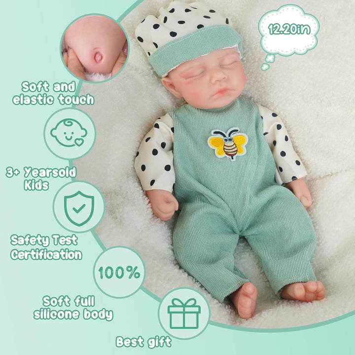 Niño de 12.2 pulgadas, muñeca de bebé de silicona completa, muñecas...