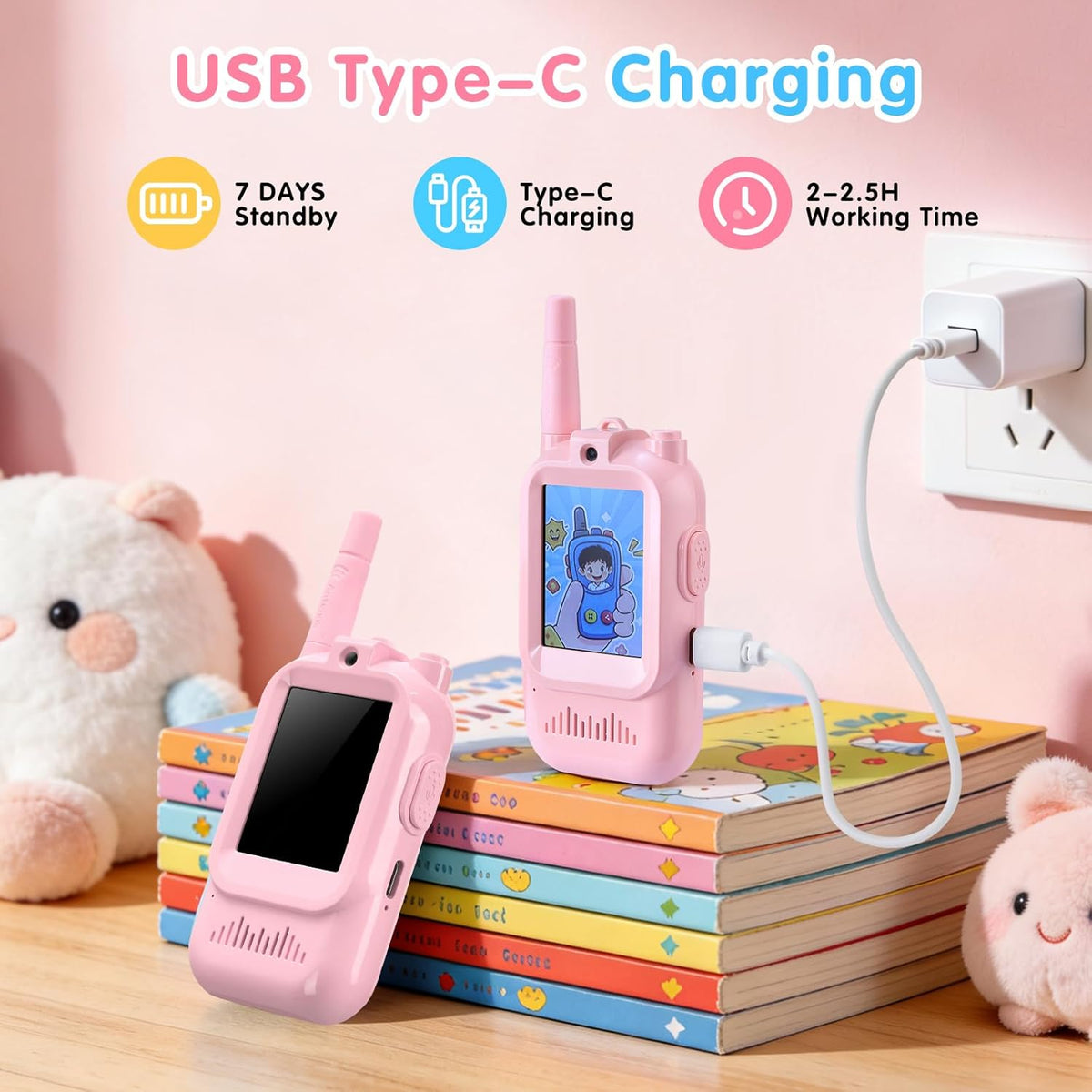 Walkie Talkies de video para niños paquete de 2 walkie