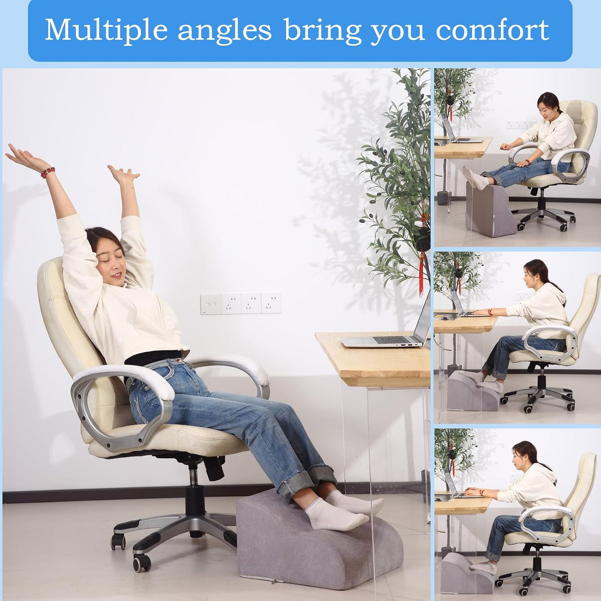 Lámpara Reposapiés para debajo del escritorio en el trabajo. Taburete de tres niveles multifuncional, con reposapiés lavable. para debajo del escritorio, silla de oficina, silla de juegos y sofá