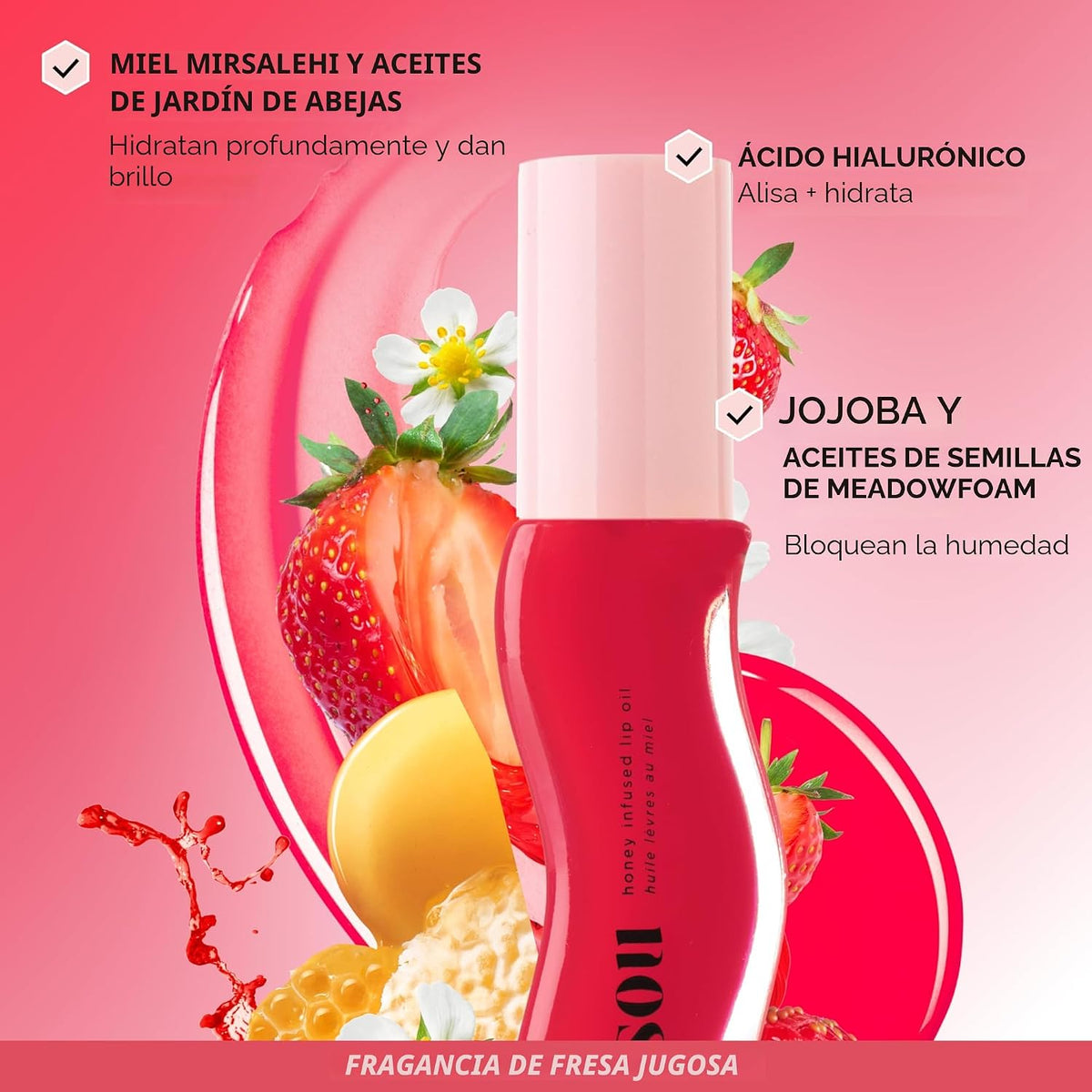 Gisou Aceite labial hidratante con infusión de miel, hidratante nut...