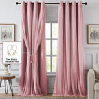 Cortinas 100% opacas para dormitorio, doble capa rosa