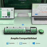 MOFII Combo de teclado y mouse inalámbricos, teclado retro de 2.4 G...