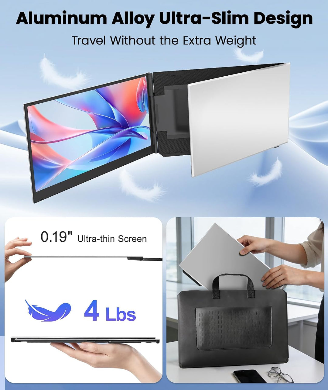 Rizpak - Extensor de pantalla para laptop, monitor portátil triple...