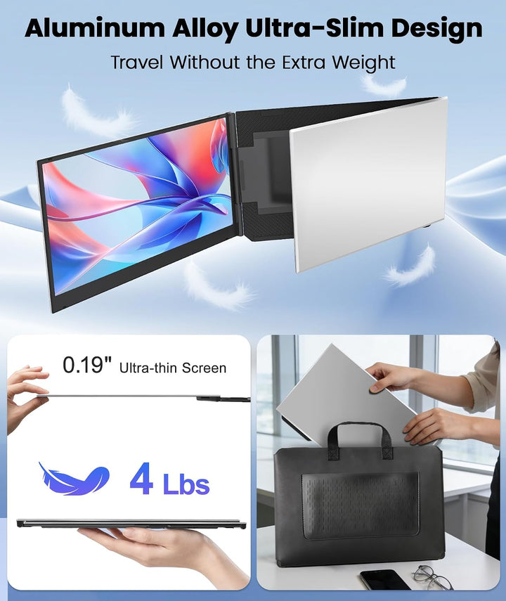 Rizpak - Extensor de pantalla para laptop, monitor portátil triple...