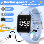 L LAVAREDO Relojes digitales para niños y niñas, reloj deportivo impermeable con podómetro, cronómetro, alarma de vibración para edades de 5 a 13 años, sin aplicación, reloj de seguimiento de