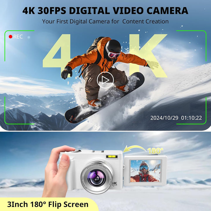 Duluvulu Cámara digital 4K para enfoque automático de fotografía, c...