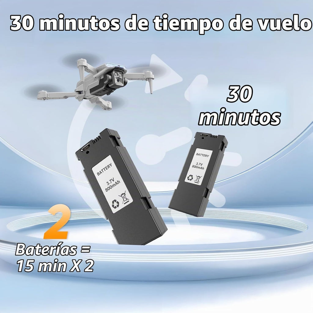 Naseto - Dron plegable HD 1080P con cámara para adultos y niños, cuadricóptero RC con despegue/aterrizaje con una tecla, retención de altitud, vuelo de punto de ruta, giro de 360°, 2 baterías, regalo fácil de volar para niños y niñas
