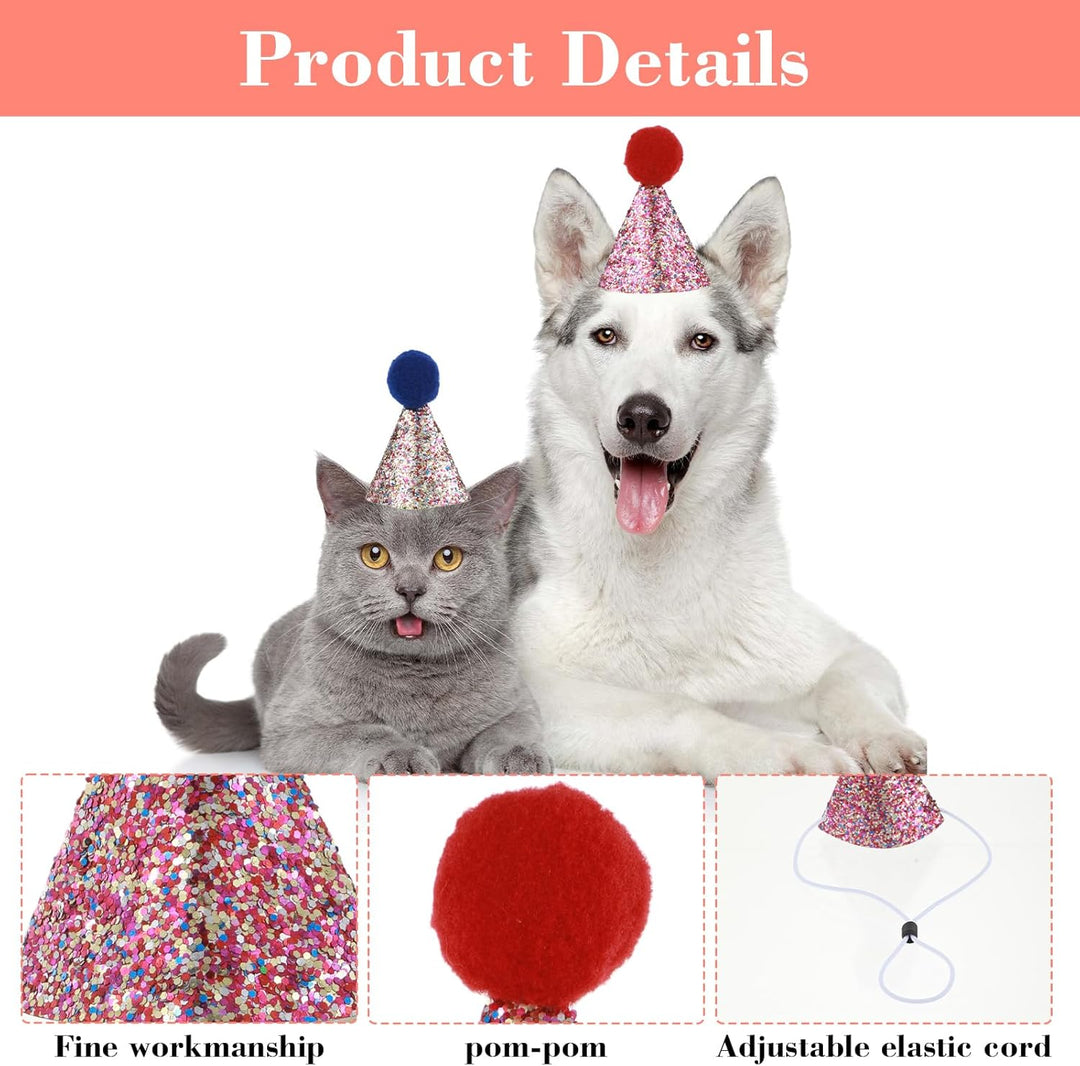 Matwsec 10 sombreros de cumpleaños para gatos mini