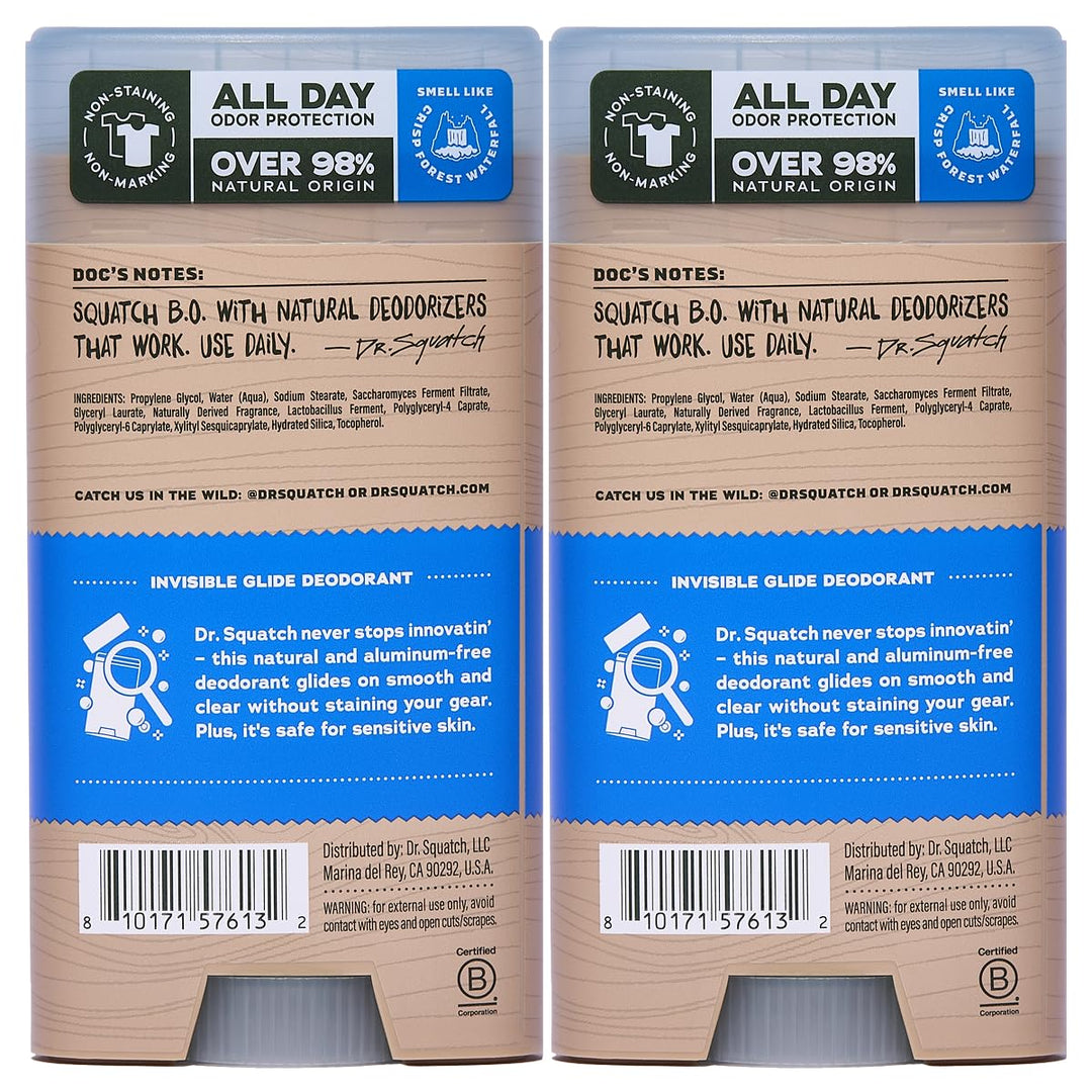 Dr. Squatch Invisible Glide Natural Desodorante para hombre, desliz...