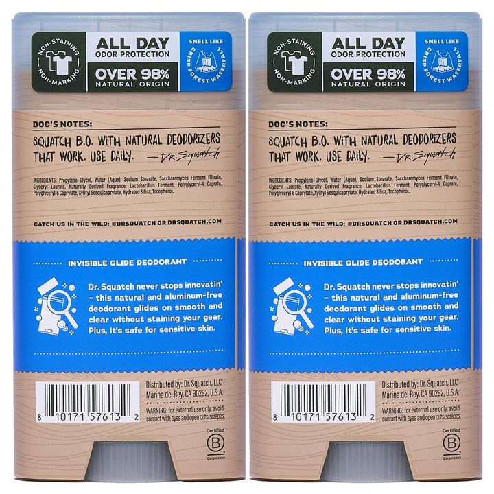 Dr. Squatch Invisible Glide Natural Desodorante para hombre, desliz...