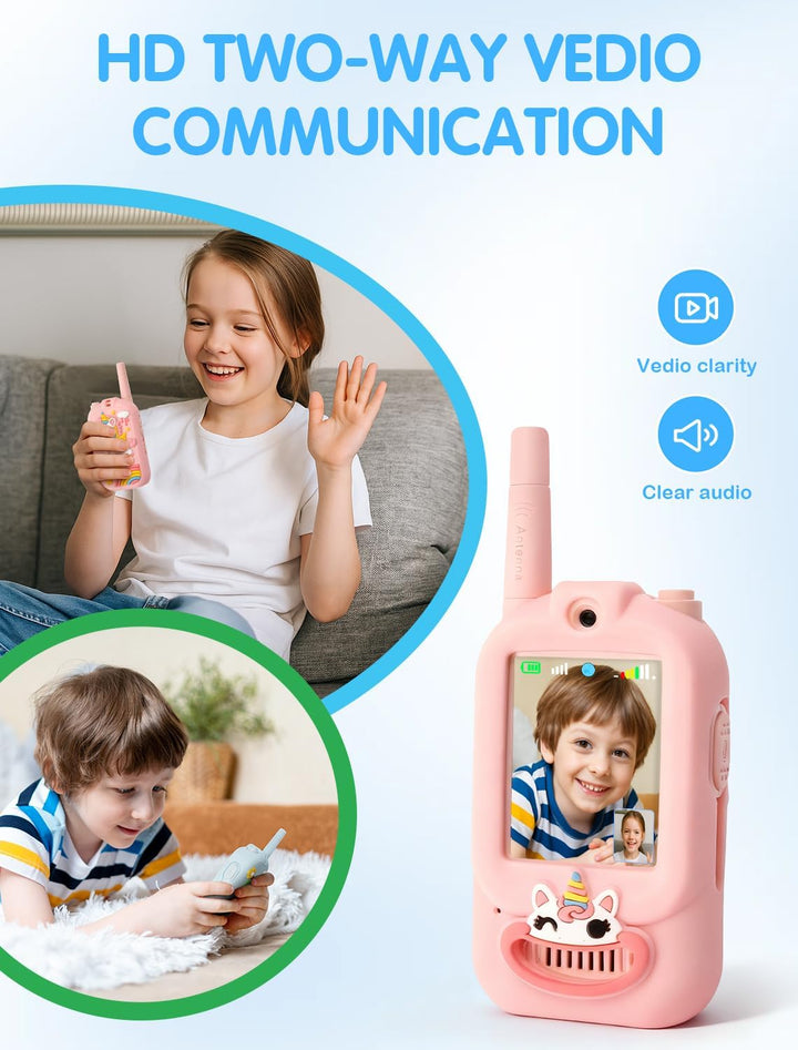 Walkie Talkies de video para niños con pantalla - Paquete de 2 inte...