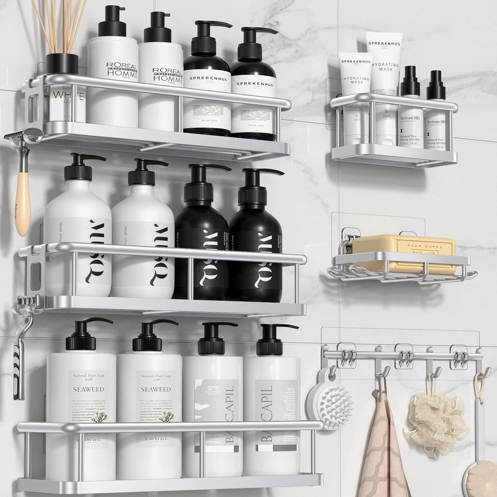 YASONIC - Organizador de ducha adhesivo, estantes de ducha inoxidables para