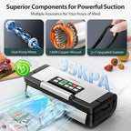 Máquina selladora al vacío de 95 kPa con tecnología AquaLock, sellador automático de alimentos de doble bomba para alimentos secos y húmedos, doble sellado térmico, cortador integrado, almacenamiento