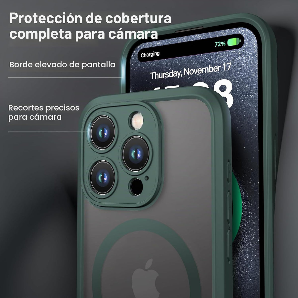ImpactStrong Protector Magnético Diseñado para Funda iPhone 15 Pro [Protección de Cámara] [Probado contra Caídas de Grado Militar] [Compatible con MagSafe] Funda de Teléfono Delgada Translúcida Mate