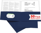 Paquete de 50 carpetas de archivos de dos bolsillos con ranura para tarjetas de visita, papel texturizado, tamaño carta, capacidad para más de 100 hojas para la escuela, oficina, negocios
