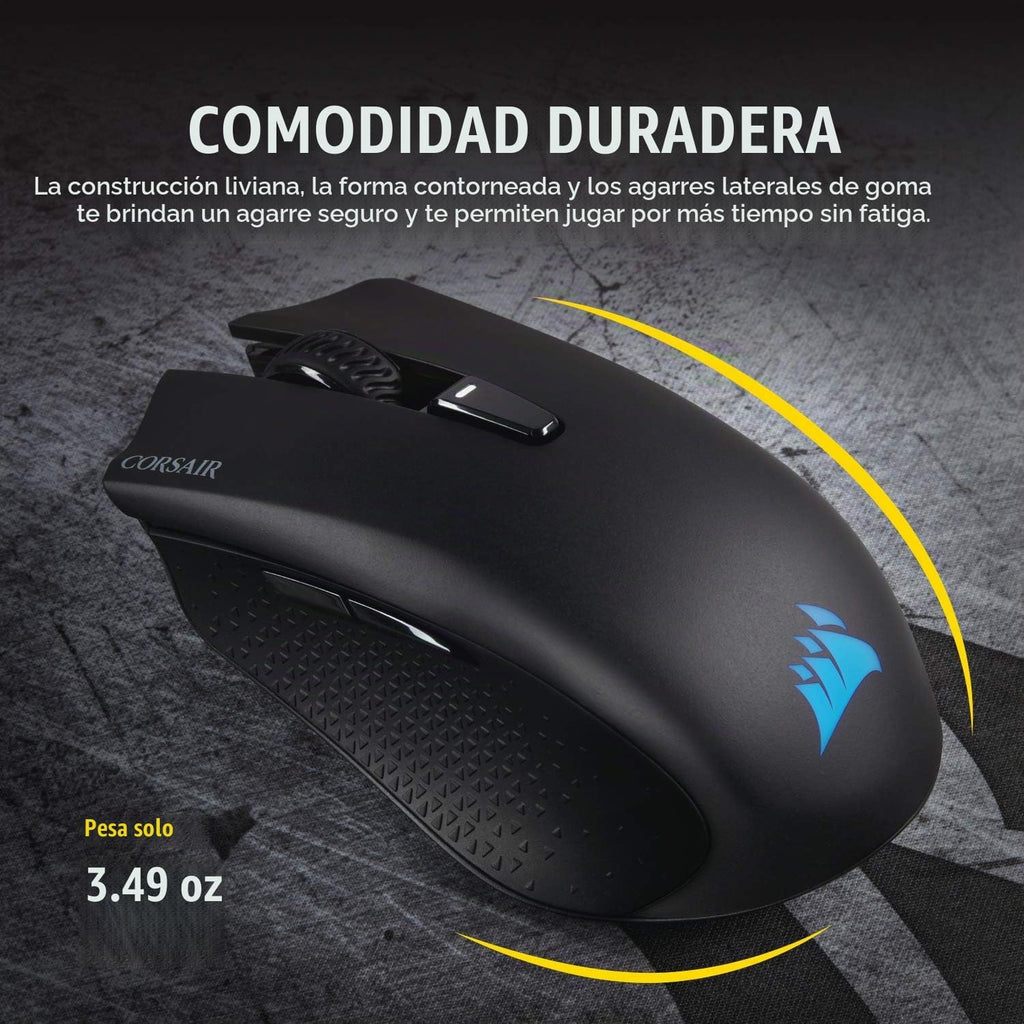 Corsair Harpoon - Ratón inalámbrico RGB ligero para juegos FPS/MOBA – 10,000 DPI – 6 botones programables – Bluetooth de baja latencia – Compatible con iCUE – PC, Mac, PS5, PS4, Xbox – Negro