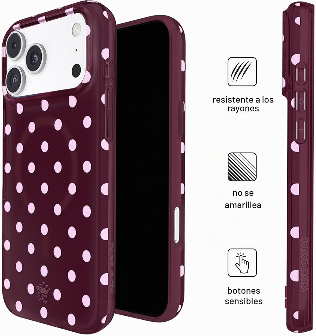 VELVET CAVIAR Funda para iPhone 18 Pro | Cherry Cola Polka Dot