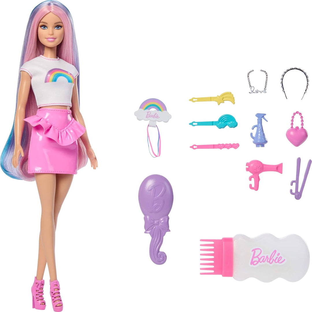 Barbie Rainbow Sparkle - Muñeca para el cabello, extra larga y colo...