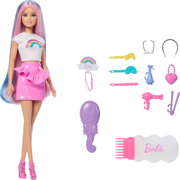 Barbie Rainbow Sparkle - Muñeca para el cabello, extra larga y colo...