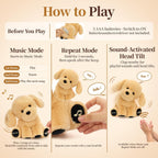 Juguete de peluche de Golden Retriever, juguete musical interactivo