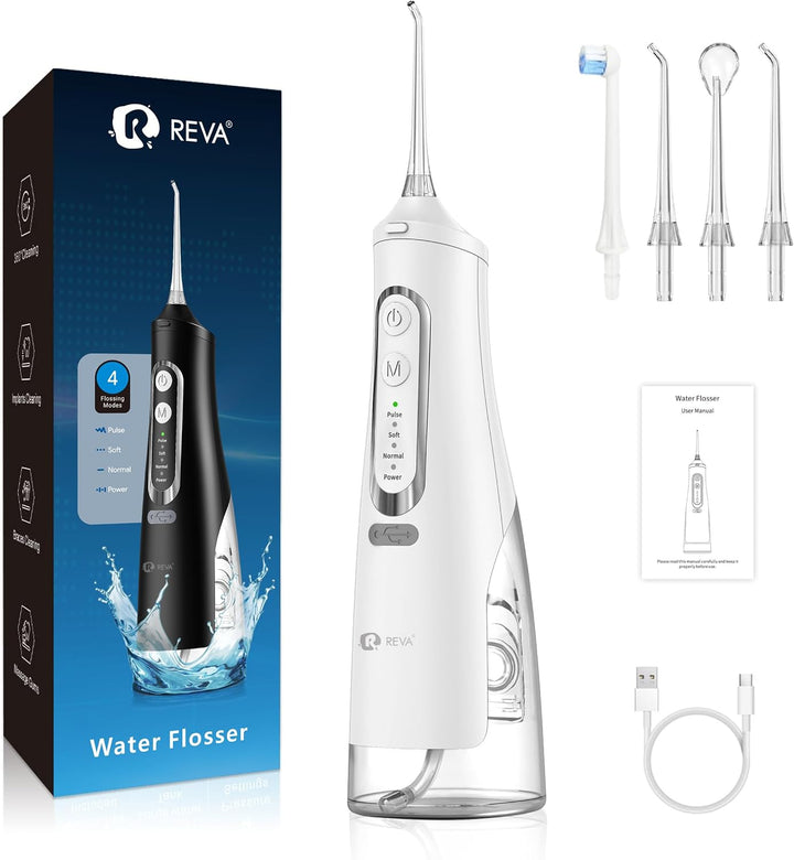 R REVA Irrigador dental inalámbrico para dientes, encías y aparatos...