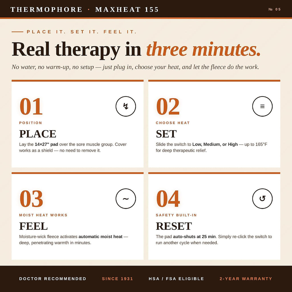 Thermophore MaxHEAT Modelo 155 - Almohadilla térmica húmeda, XL 14 x 27