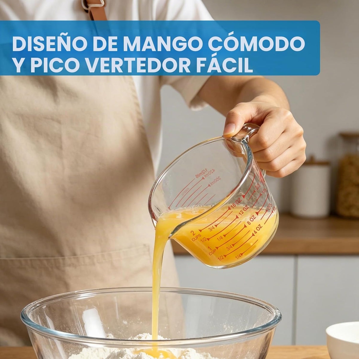 Juego de tazas medidoras de vidrio de 4 piezas