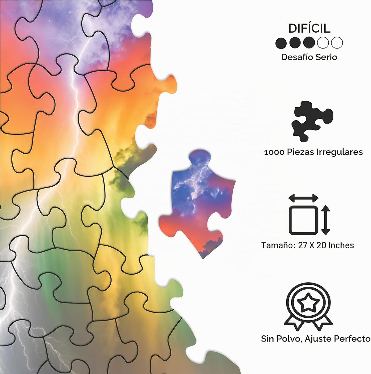 Rompecabezas sin imagen 1000 piezas irregulares Extremo Difícil Jigsaw Desafío Adultos Rompecabezas más difícil Sin guía Ultimate Brain Teaser Nivel Intermedio Stormlands Misterio Regalo
