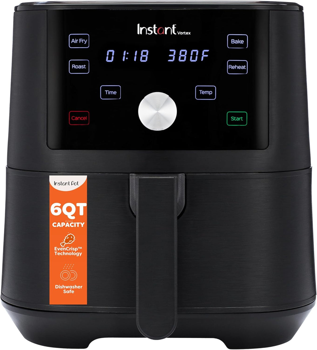Instant Pot Vortex - Freidora de aire XL de 6 cuartos de galón, funciones 4 en 1 que hace crujiente, asa, recalienta, hornea para comidas rápidas y fáciles, más de 100 recetas en la aplicación, es