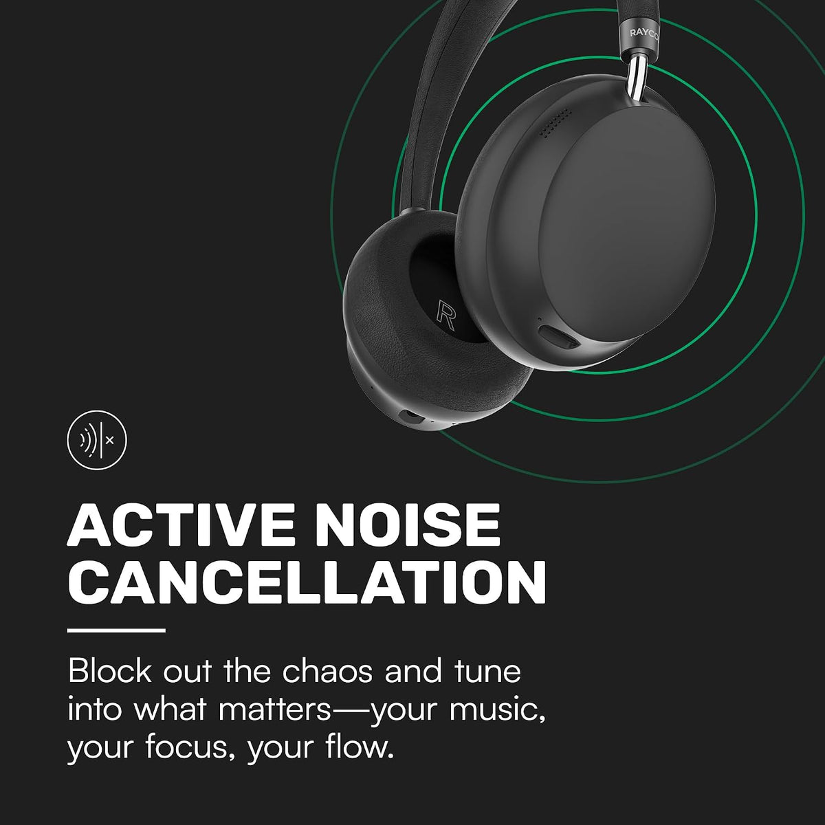 Raycon The Essential - Auriculares Bluetooth con 3 modos ANC, color negro