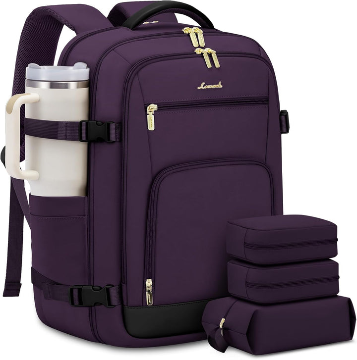 LOVEVOOK Mochila de viaje para mujeres y hombres, Púrpura Oscuro-Ne...
