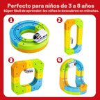 Juego de tren eléctrico para niños de 3 a 8 años – Juguete modular 3D flexible de construcción de pista de carreras con movimiento de 360° que desafía la gravedad, regalo divertido de aprendizaje STEM