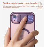 SURITCH Funda para iPhone 15, compatible con MagSafe, soporte integrado y cubierta de cámara y parte trasera translúcida, funda protectora resistente a prueba de golpes de 6.1 pulgadas, morado