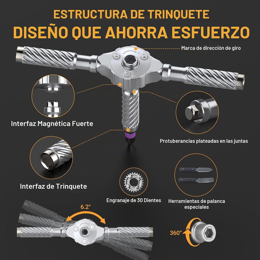 AceMining Juego de destornilladores de trinquete magnético 100 en 1, brocas